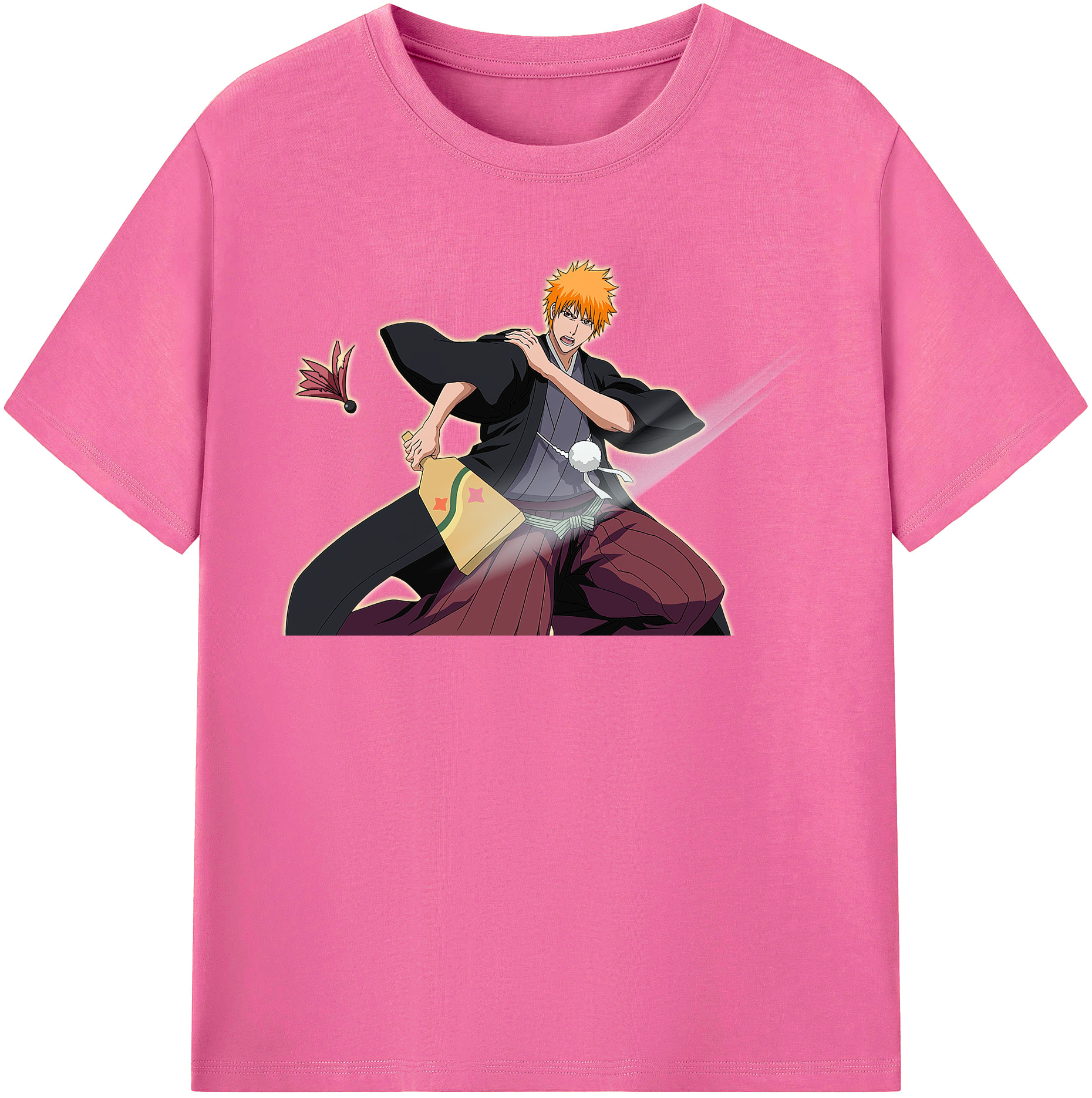 （画像用） ブリーチ 黒崎一護（くろさき いちご）BLEACH Kurosaki Ichigo レディースカジュアルプリントTシャツ（綿100％）